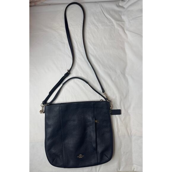 Coach Navy Blue Leather Handbag with Cross Body Strap - Picture 1 of 16